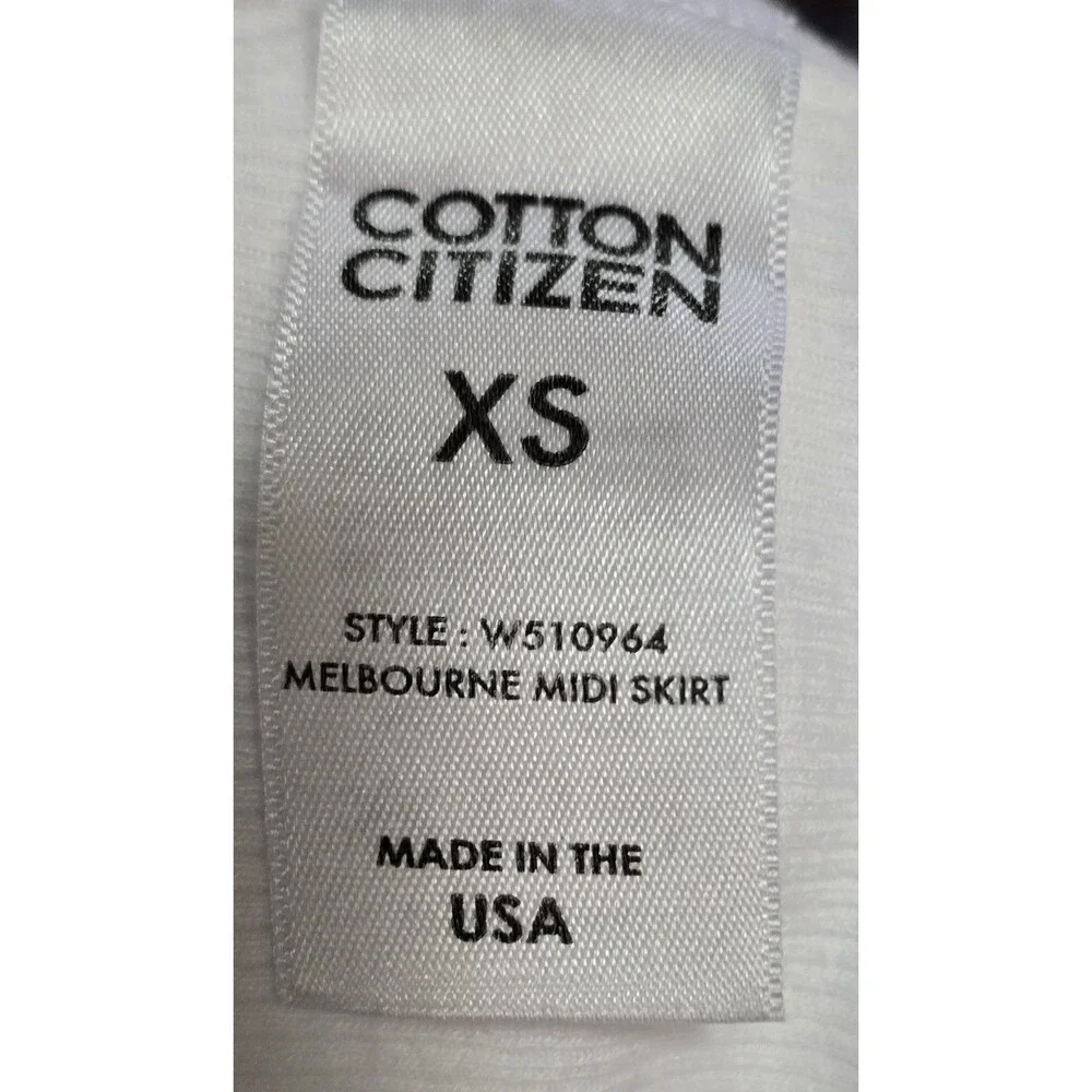 Cotton Citizen Melbourne Midi Skirt Women’s XS White Ribbed Slit/ Stretch NWOT